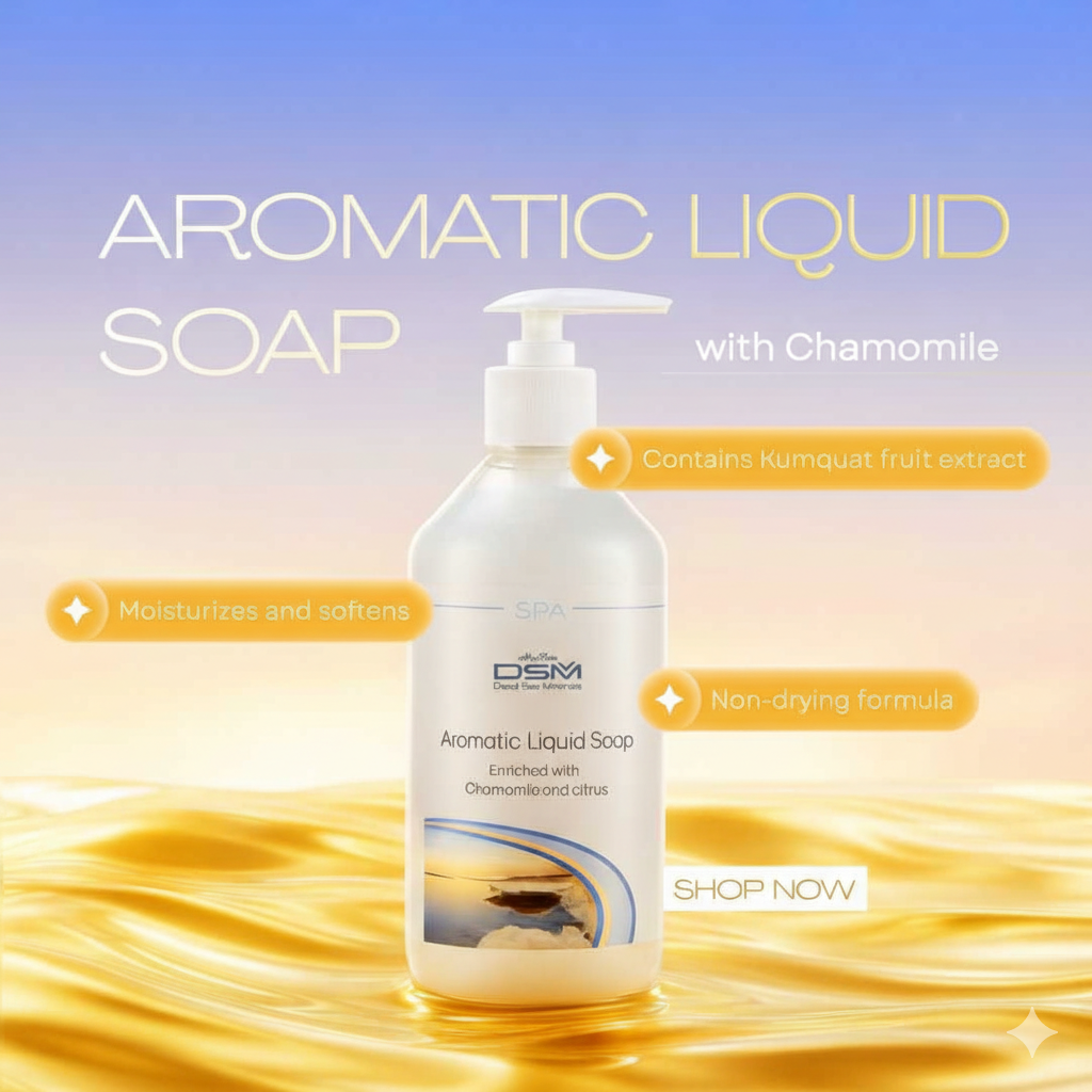 Aromatic Liquid Soap with Dead Sea Minerals, Chamomile & Citrus Extracts